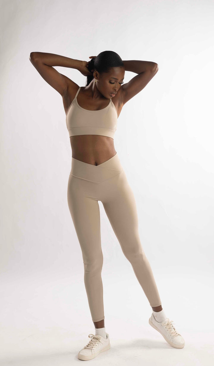 Bahati Crossover Full - Length Leggings in Taupe - MoldMe By Molly