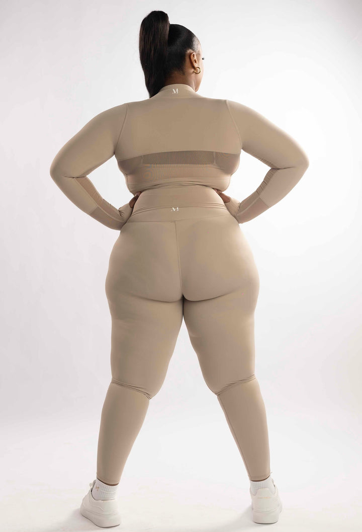 Bahati Crossover Full - Length Leggings in Taupe - MoldMe By Molly