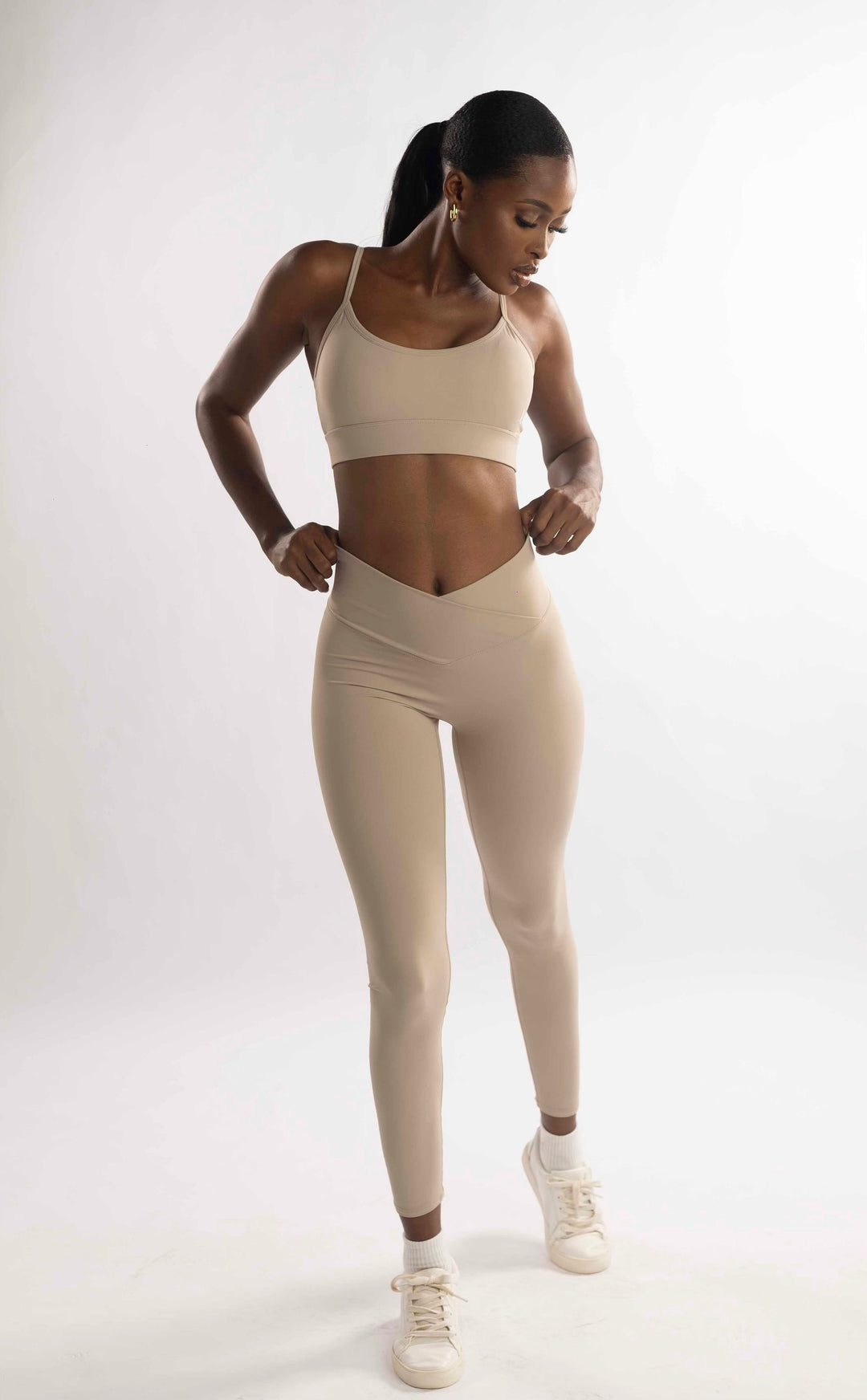 Bahati Crossover Full - Length Leggings in Taupe - MoldMe By Molly