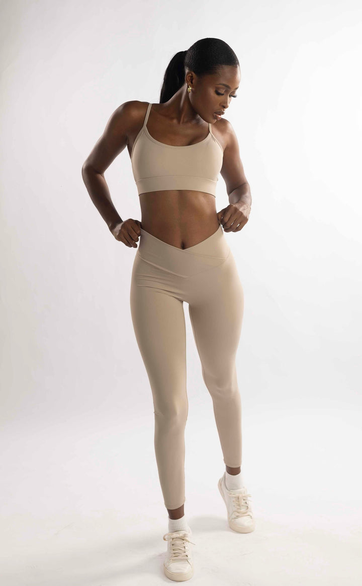 Bahati Crossover Full - Length Leggings in Taupe - MoldMe By Molly