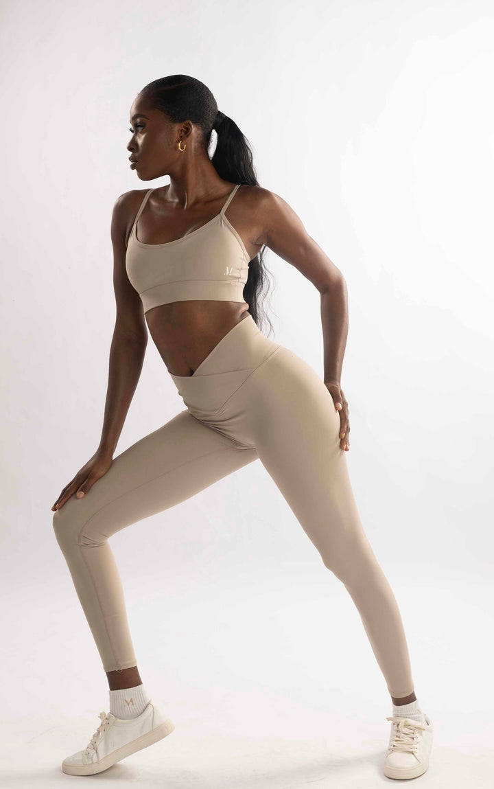 Bahati Crossover Full - Length Leggings in Taupe - MoldMe By Molly